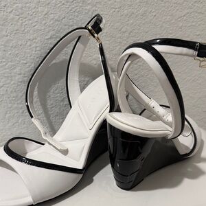 Karl Lagerfeld Black and White Wedge Sandals